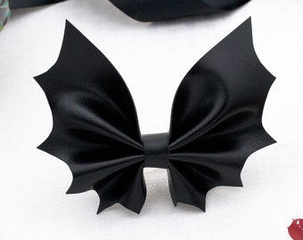 Upcycled Leather Bat Bow or Bowtie - Hair or Bag Accessory