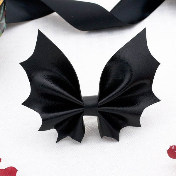 Upcycled Leather Bat Bow or Bowtie - Hair or Bag Accessory