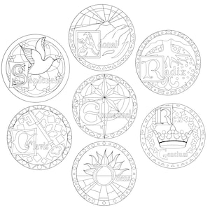 Printable Advent O Antiphon Stained Glass Ornament Bundle Plus Coloring ...