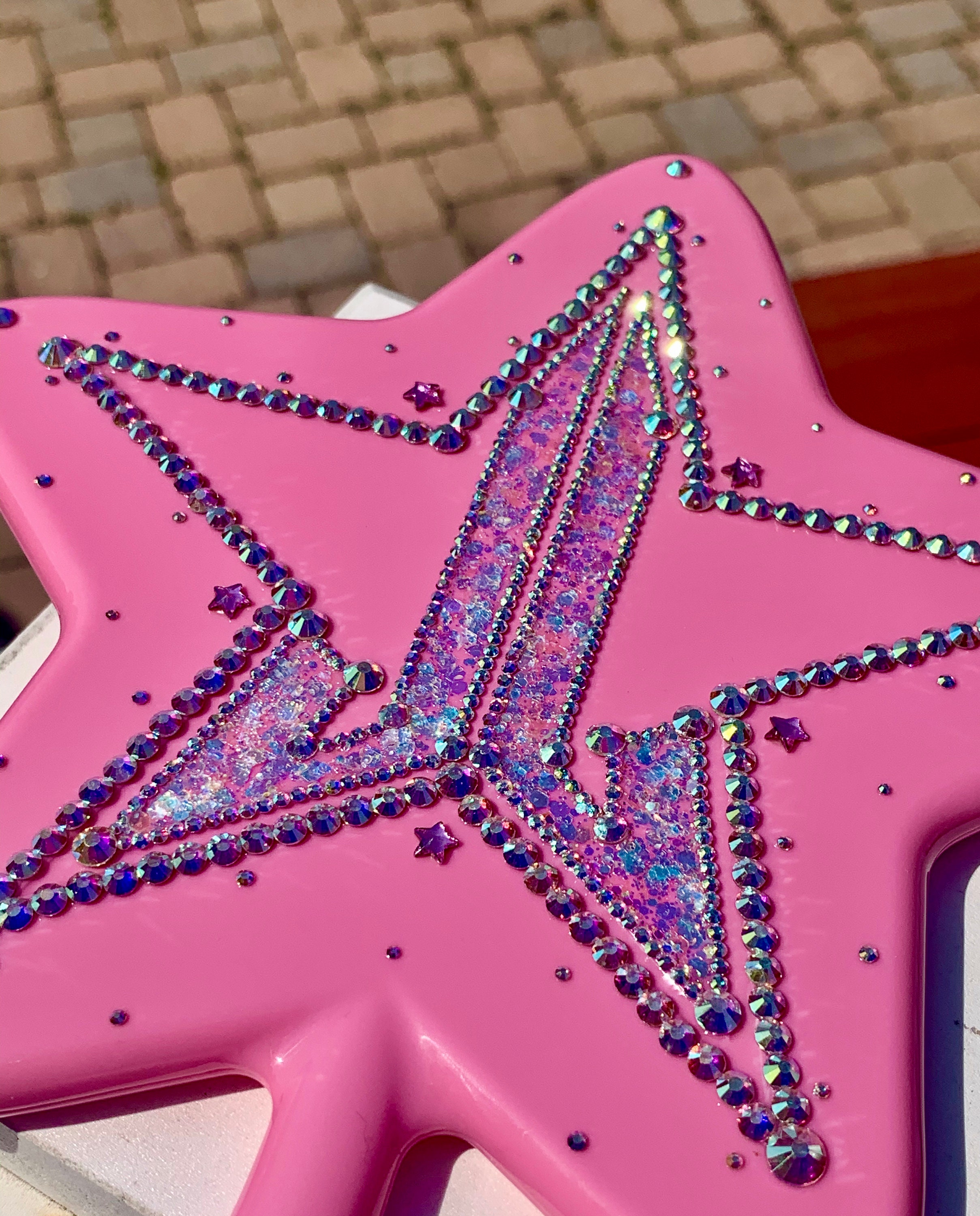 Rhinestone Pink Glitter Handheld Mirror Etsy