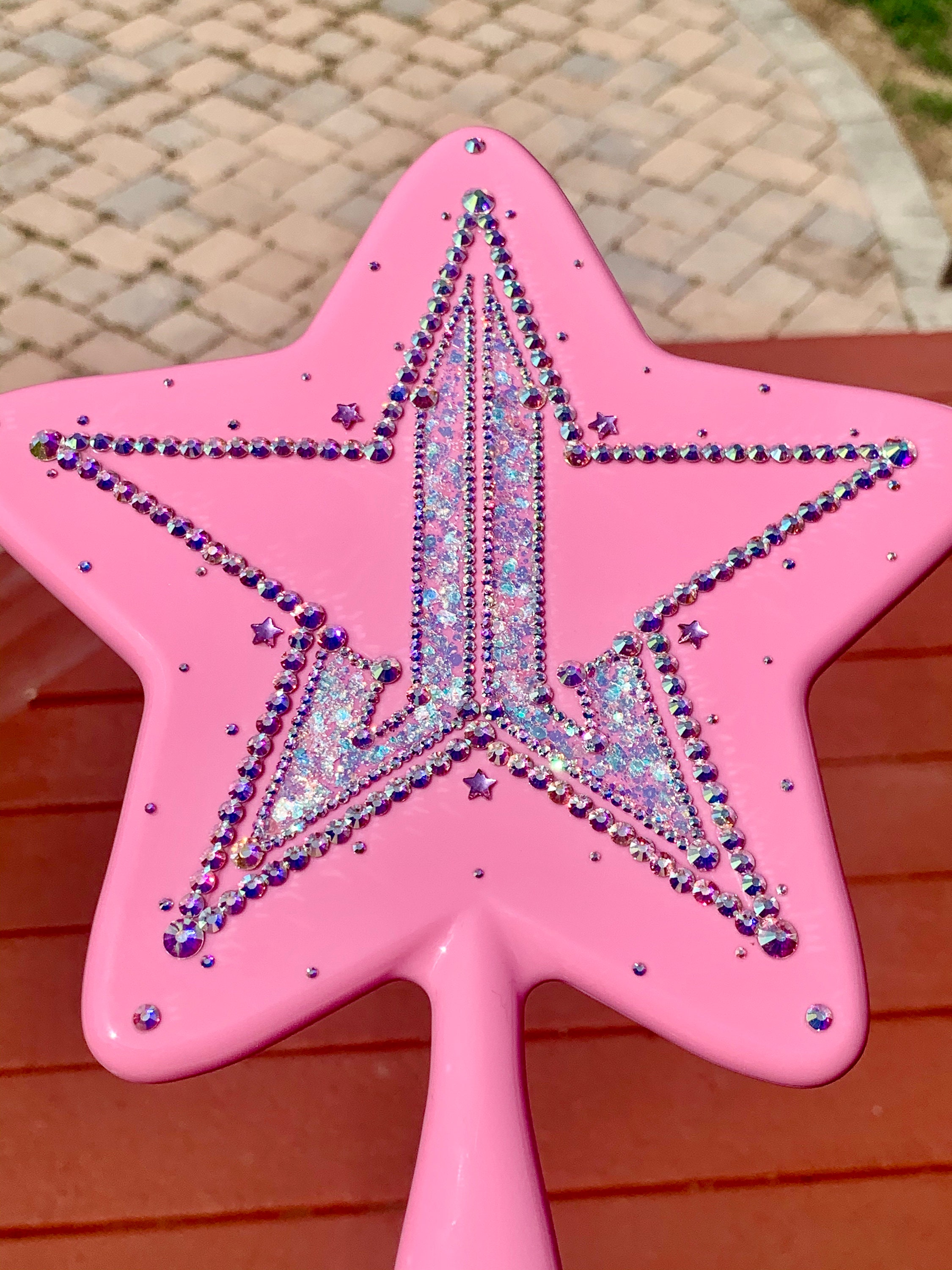 Rhinestone Pink Glitter Handheld Mirror Etsy