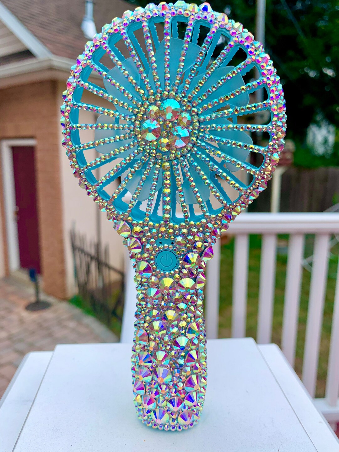Bling Baby Blue Handheld Fan Etsy
