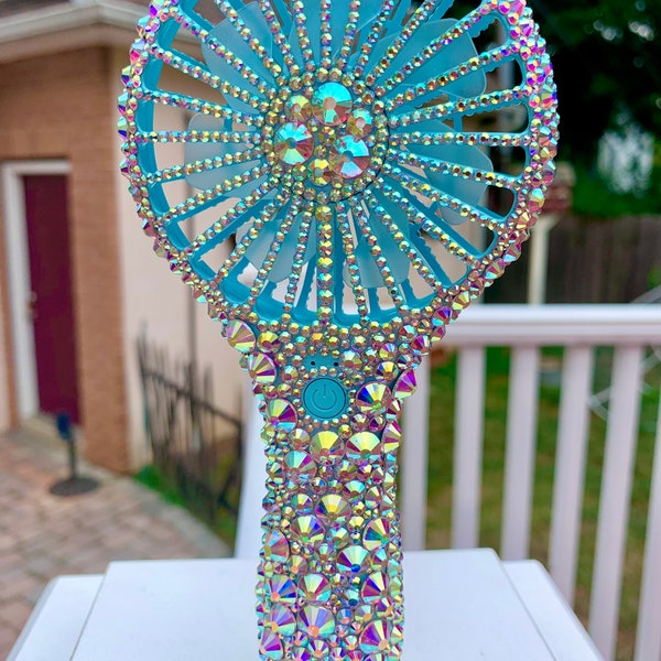 Bling Baby Blue Handheld Fan