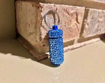 Light Blue Rhinestone Pill Keychain