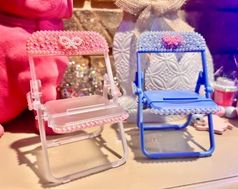 Set of 2 Ab Pearl Phone Stands (Blue & Clear)