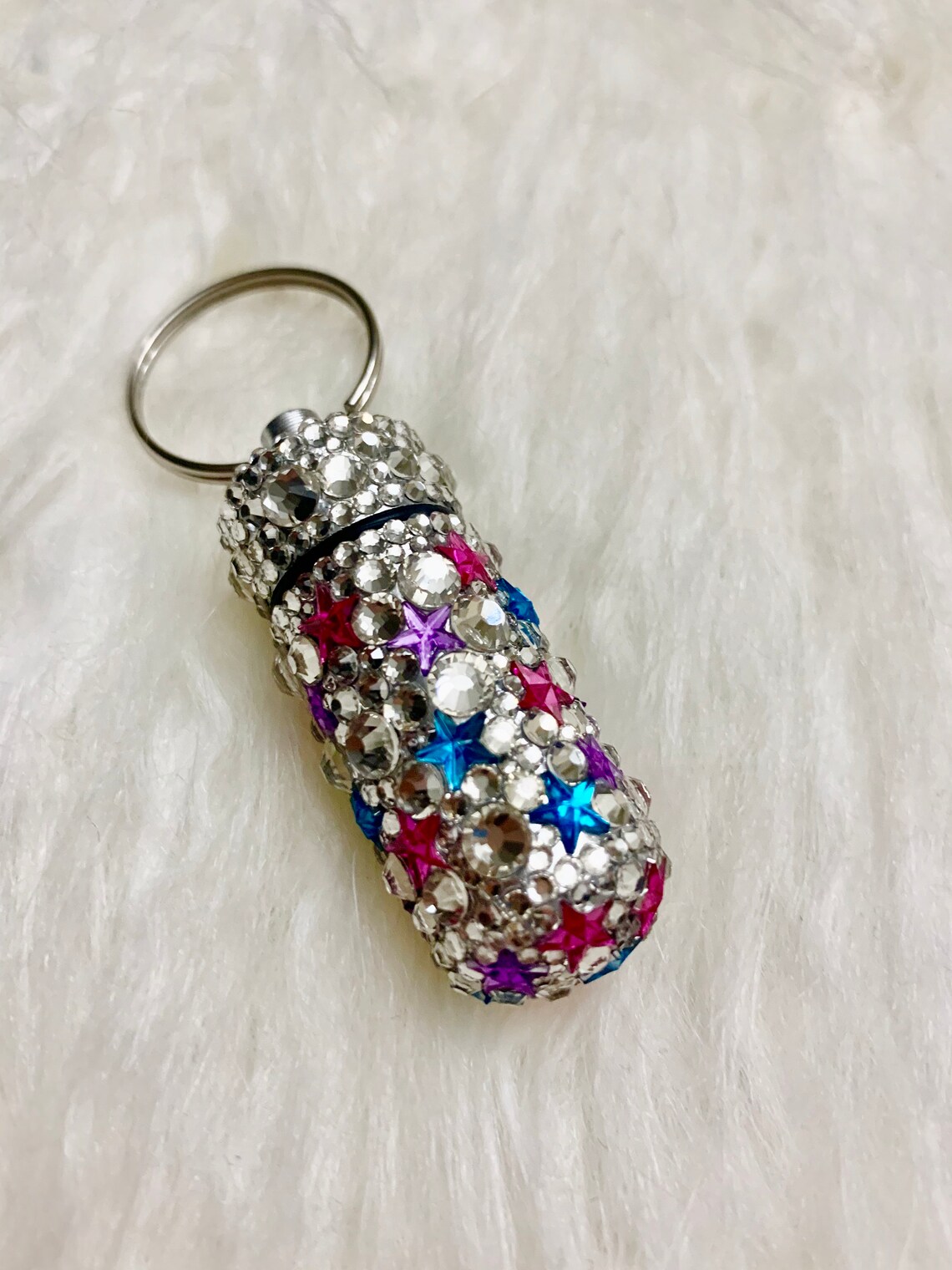Rhinestone Stars Pill Keychain Etsy