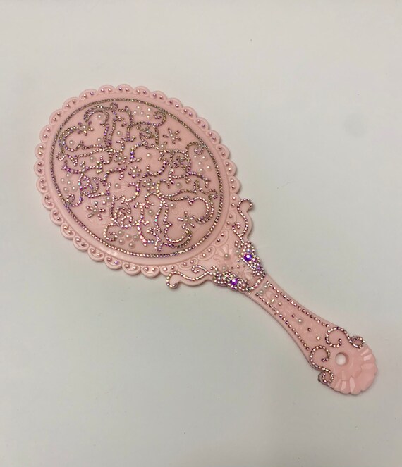 Rhinestone & Pearls Pink Handheld Mirror Etsy