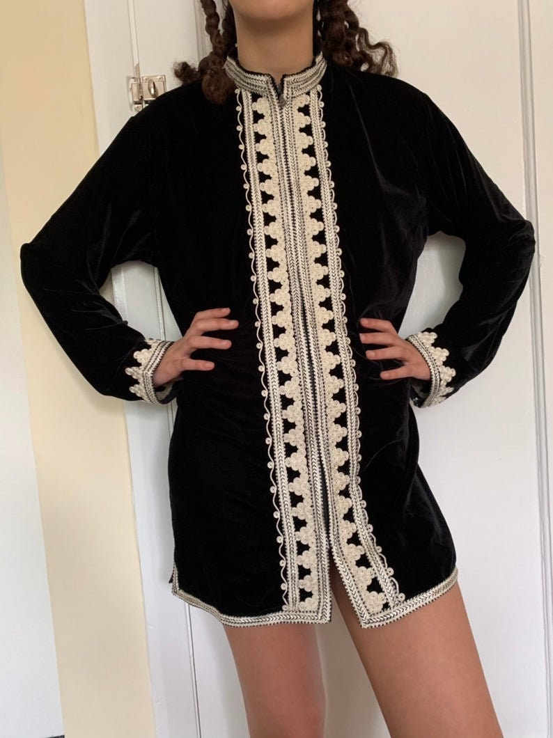 Jacket for winter S M /& L XL Free shipping Stunning Bohemian Moroccan Velour Tunic coat men and women/'s