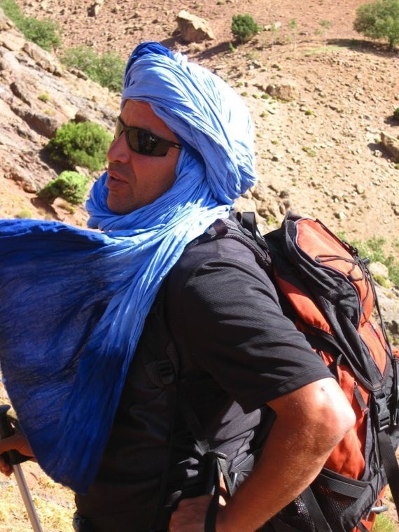 Ethnic Turban Long Handmade Berber scarf XLarge Desert Scarf 14' Orange Tuareg Scarf Tuareg Taglmust Moroccan Nomad Cheche