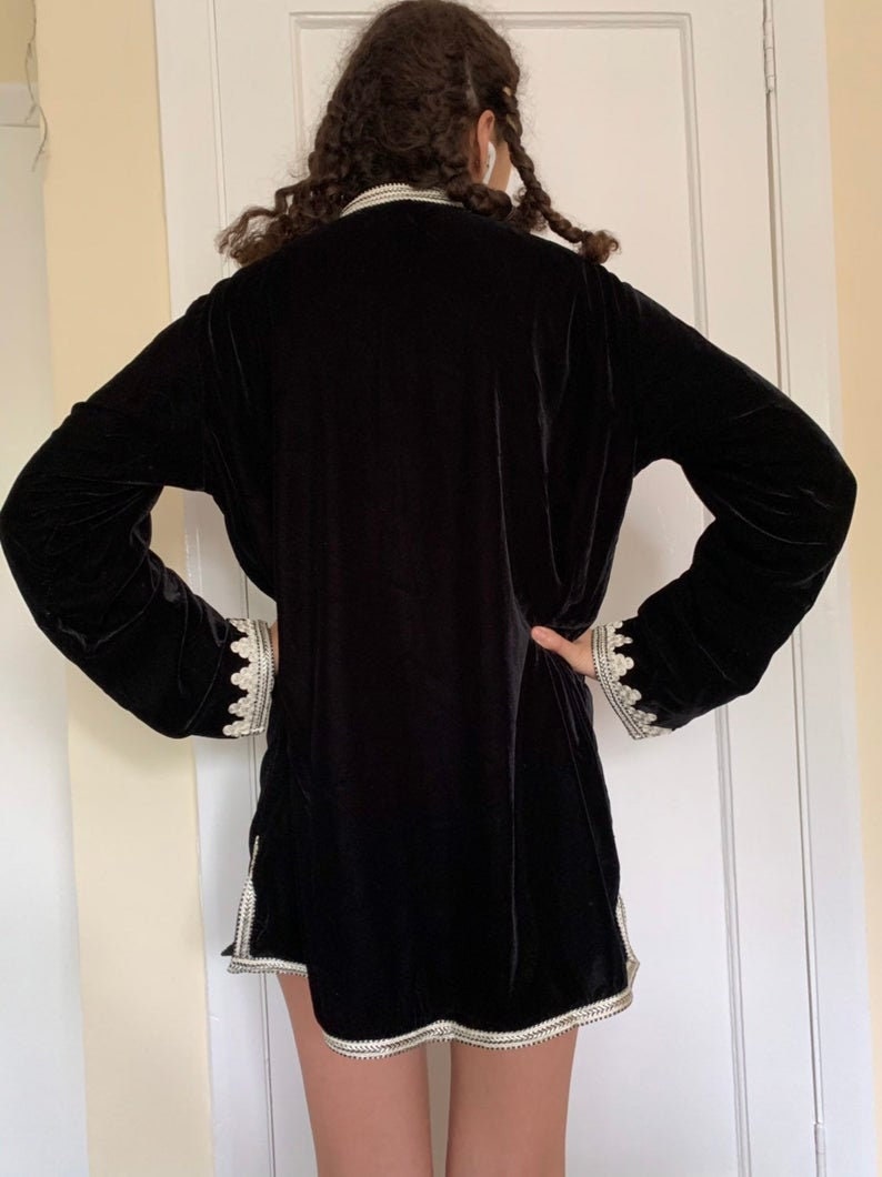 Jacket for winter S M /& L XL Free shipping Stunning Bohemian Moroccan Velour Tunic coat men and women/'s