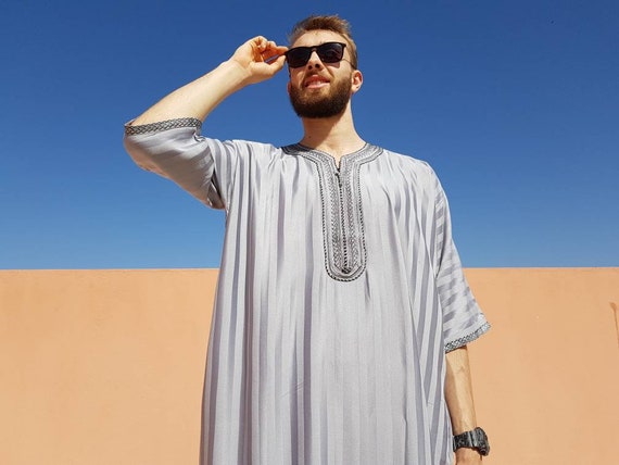 Moroccan kaftan, Cotton Kaftan, long dress for Men, Moroccan Dress ...