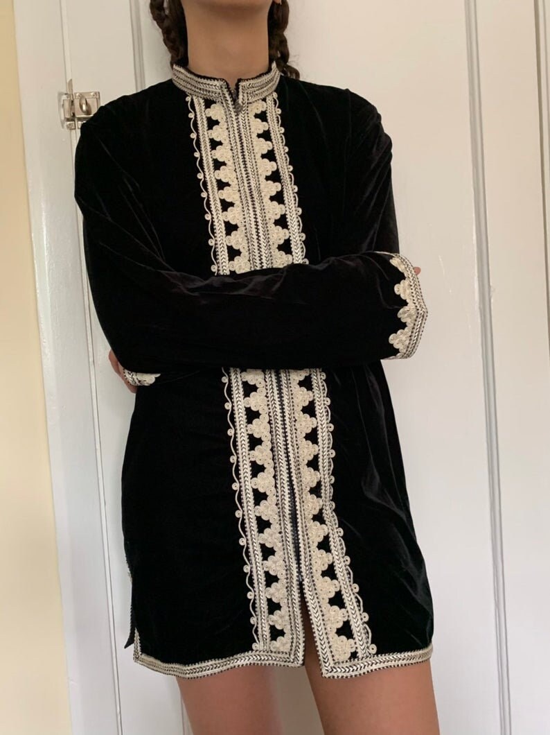 Jacket for winter S M /& L XL Free shipping Stunning Bohemian Moroccan Velour Tunic coat men and women/'s