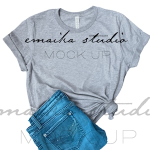 Athletic Heather Tshirt Mock Up | Bella Canvas 3001 | Bella Canvas Shirt Mockup | Athletic Heather Grey T-Shirt Mockup | emaikaSTUDIO