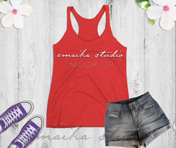 Next Level 6733 Vintage Red Mockup Tank Top Mock Up Next Etsy