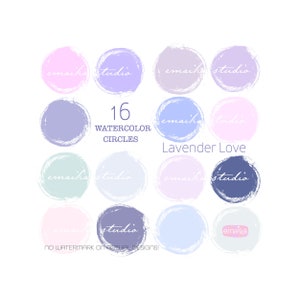 Watercolor brush stroke circles, ig highlight story covers, feminine branding, social media icons, wedding invitation, pastel purple