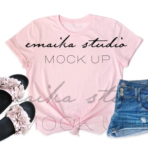 Bella Canvas 3001 Pink Tshirt Mock up | Bella Canvas Mockup | Pink T-Shirt Mockup