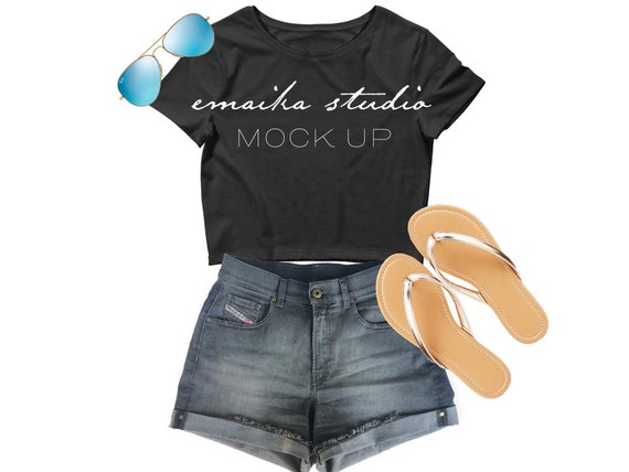Bella Canvas 6681 Black Crop Top Mock Up Bella Canvas Mockup Etsy