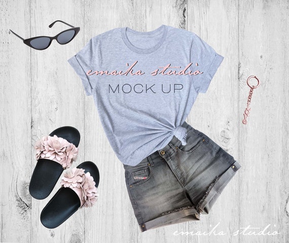 Bella Canvas 3001 Athletic Heather Gray Tshirt Mock Up Bella Etsy