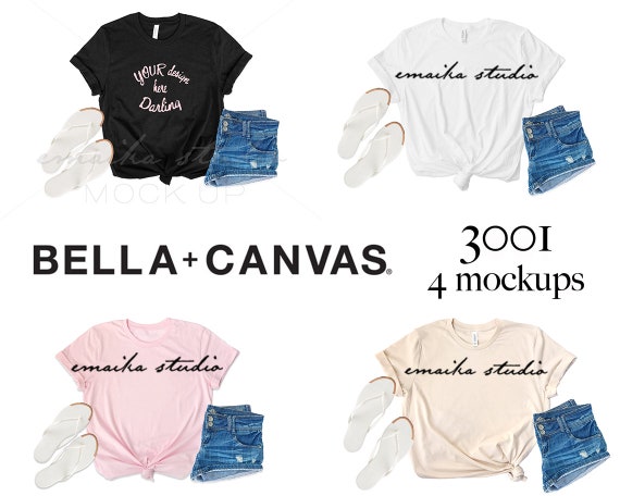 Bella Canvas 3001 Bundle T Shirt Mockup Flat Lay Collection Etsy