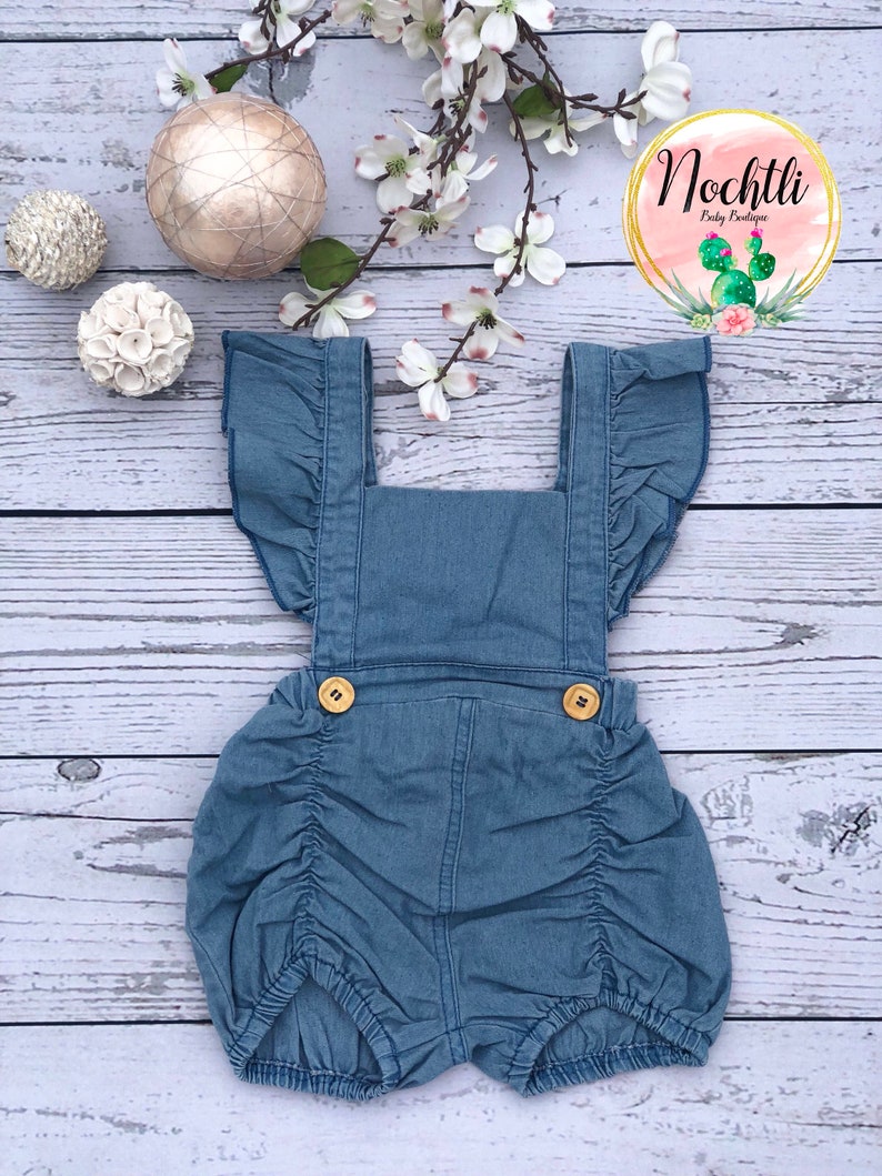 Baby girl romper baby girl dress denim romper toddler Etsy