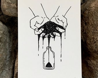 Falling Space Pen & Ink Print