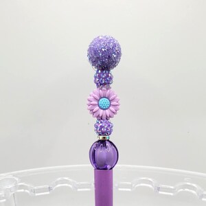 Lavender Beaded Pen: Rhinestone Glam Office Accessory