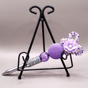 Butterfly Beaded Pen: Purple Lavender Rhinestone Glam Office Desk Pen