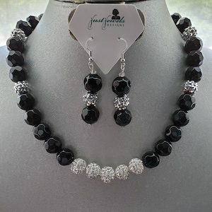 Just Jewels Designs by Rita &quot;After Six&quot; Black & Silver Necklace Set