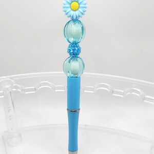 Light Blue Rhinestone Beaded Pen: Elegant Office Desk Accessory