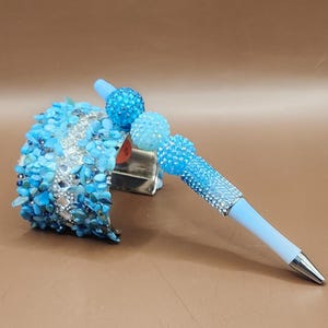 Perlen Kugelschreiber Einzigartige Stil Stift Bling Bling Stift, Blaugrün Strasssteine, Elegante Fancy Stifte von Just Jewels Designs