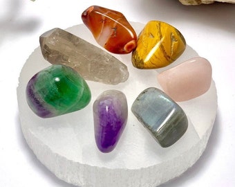 Chakra Stone Set with Selenite Charging Station