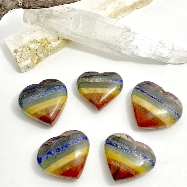 7 Chakra Stones Crystal Heart