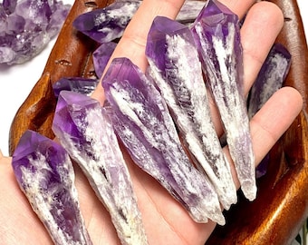 Small Royal Bahia Elestial Amethyst Crystal Points, Elestial Amethyst Crystal Wands