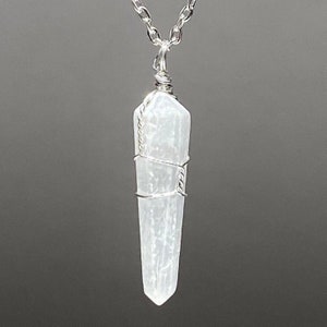 Selenite Pendant Wire Wrapped with Chain