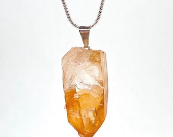 Tangerine Quartz Point Pendant with Free Chain