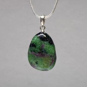 Ruby Zoisite Pendant Necklace, Ruby Zoisite Pendant with Chain