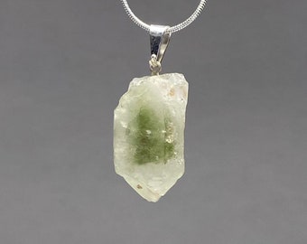 Quartz Crystal Pendant Necklace, Green Phantom Quartz Pendant with Chain