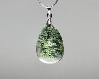 Garden Quartz Gemstone Pendant Necklace, Quartz Crystal Pendant with Free 18" Chain