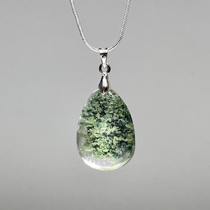 Garden Quartz Gemstone Pendant Necklace, Quartz Crystal Pendant with Free 18" Chain