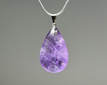 Amethyst Crystal Pendant Necklace, 18" Gemstone Drop Necklace