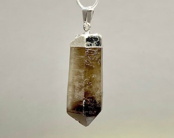 Smoky Quartz Pendant Necklace, Smoky Quartz Crystal Pendant with Chain