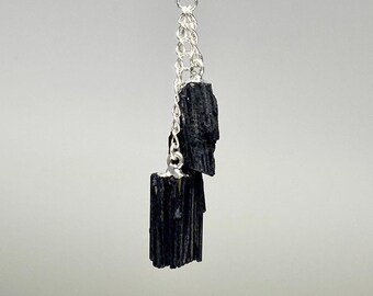 Black Tourmaline Triple Pendant with Free Chain