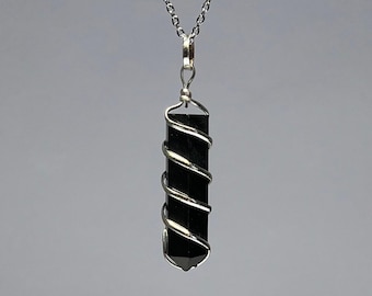 Shungite Wire Wrapped Pendant Necklace