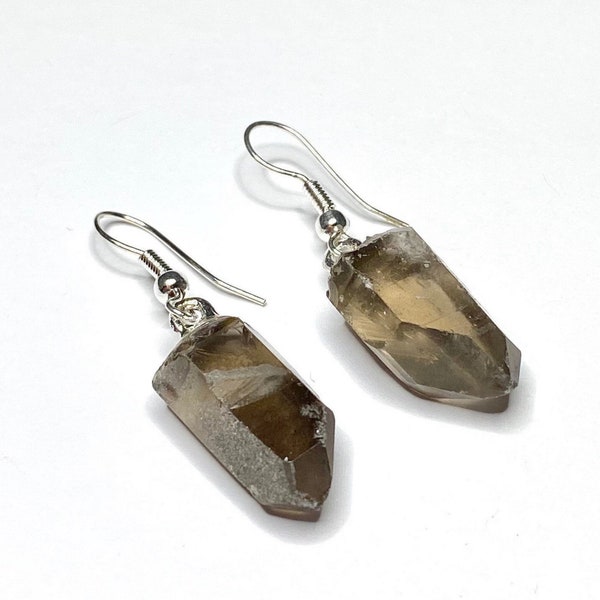 Smoky Quartz Gemstone Dangle Earrings, Smokey Quartz Crystal Earrings