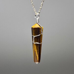 Tigers Eye Pendant Wire Wrapped with Free Chain