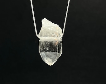 Quartz Crystal Point Necklace, Quartz Gemstone Point Pendant with Chain