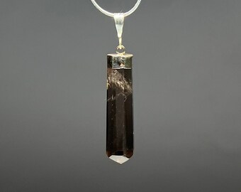 Smoky Quartz Crystal Necklace, 925 Sterling Silver Smoky Quartz Pendant Necklace, Smokey Quartz Gemstone Pendant with Chain