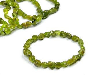 Peridot Crystal Bracelet, Natural Peridot Gemstone Beaded Bracelet