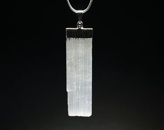 Selenite Crystal Necklace, Selenite Gemstone Pendant with Complimentary Chain