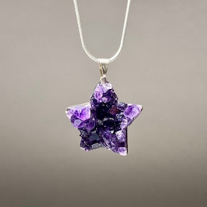 Amethyst Crystal Necklace with Star Pendant - Gemstone Jewelry